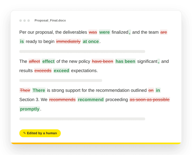 Editing sample on a document — PaperBlazer